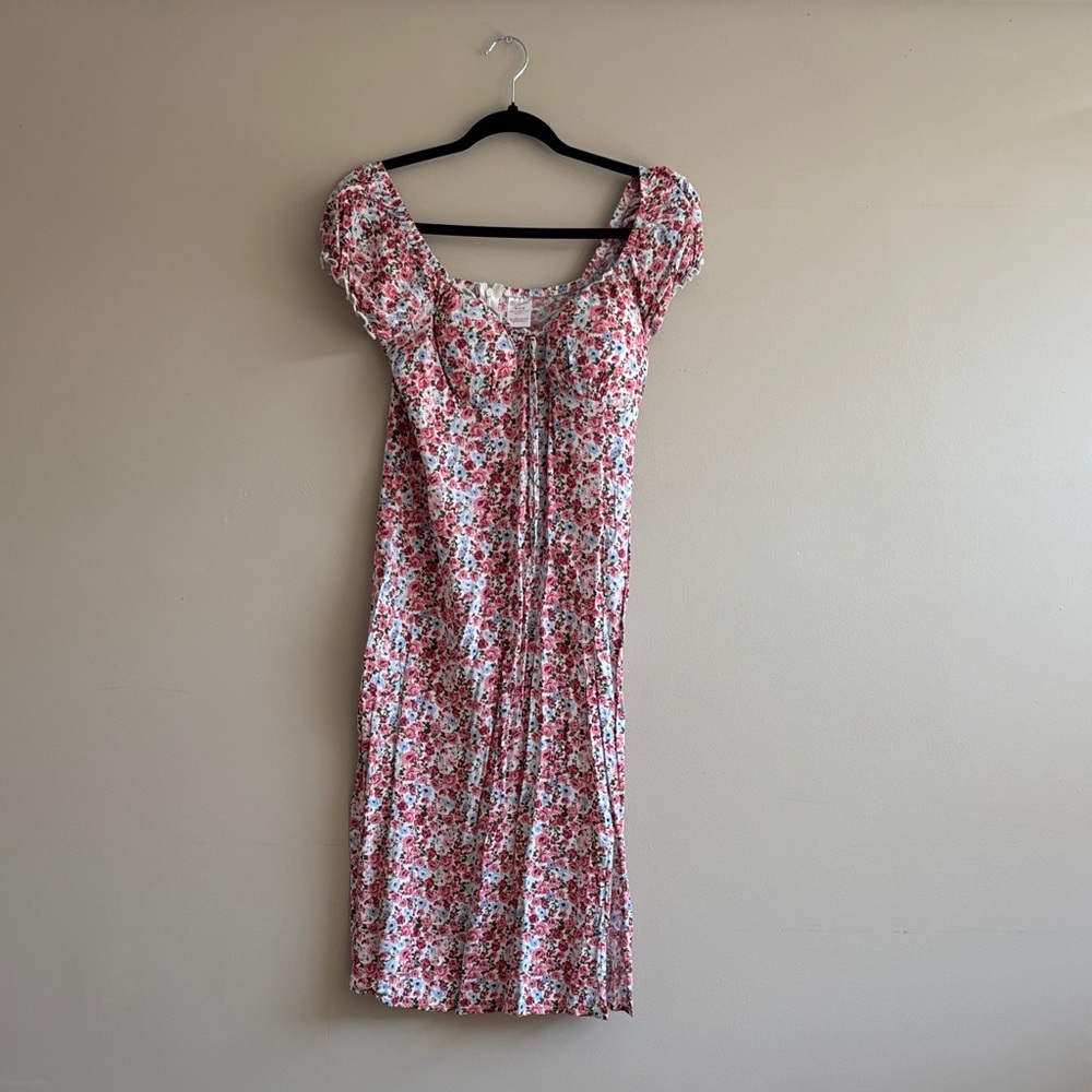 No Boundaries Pink Floral Midi Dress